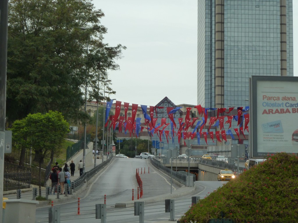 The flags of Istanbul, Turkey