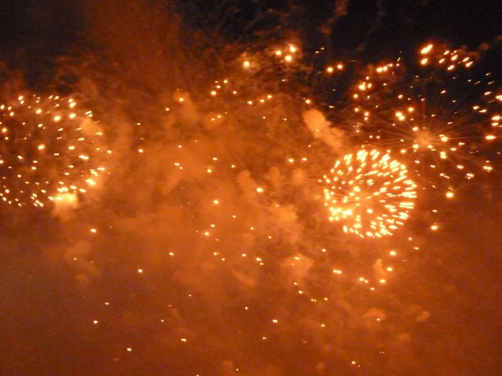 Amazing fireworks show on the Bosporus river in Istanbul, Turkey
