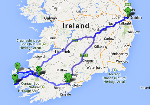 Map of Ireland Destinations