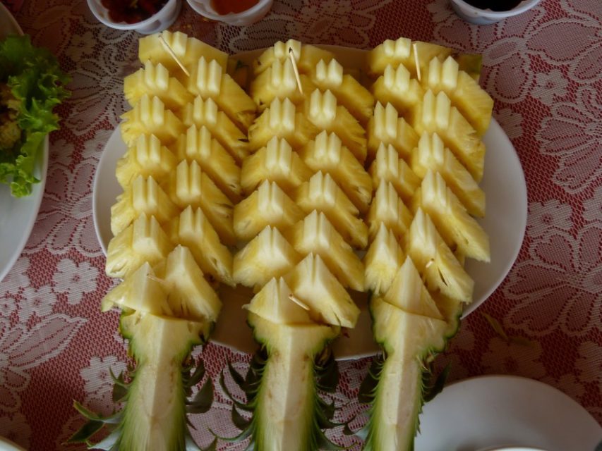 Pineapple lunch at Sea Gypsy Village or Panyee Island, Thailand