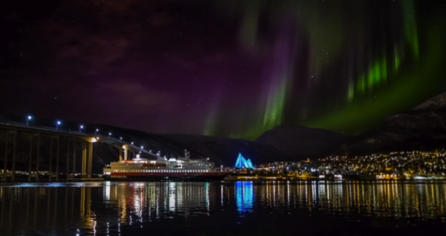 Hurtigruten Ship with Northern Lights in Norway https://ooh.li/1047f24