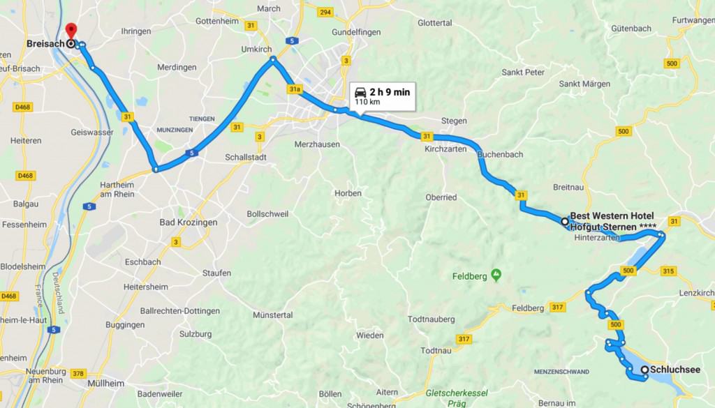 Black Forest Germany Map near Breisach, Germany