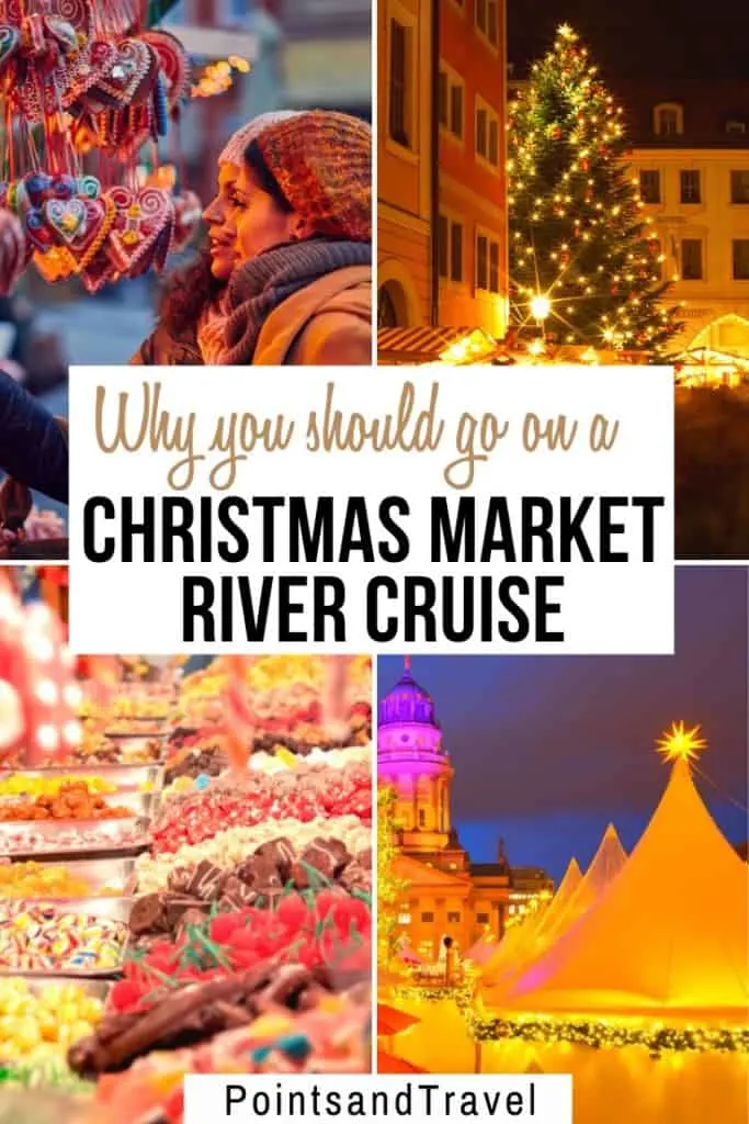 Why you Should Go on a Christmas Market River Cruise For the Holidays. An 8-day journey down the Rhine River from just outside of Zurich, Switzerland, thru Germany and France and then on to Amsterdam, the Netherlands. Sail and stop at the Christmas Markets, sipping hot chocolate and sampling delicious holiday treats. #christmasmarket #holidays #christmas | Christmas Market River Cruise | How to see the best Christmas Markets in Europe | Holiday Travel in Europe | Winter Destinations |