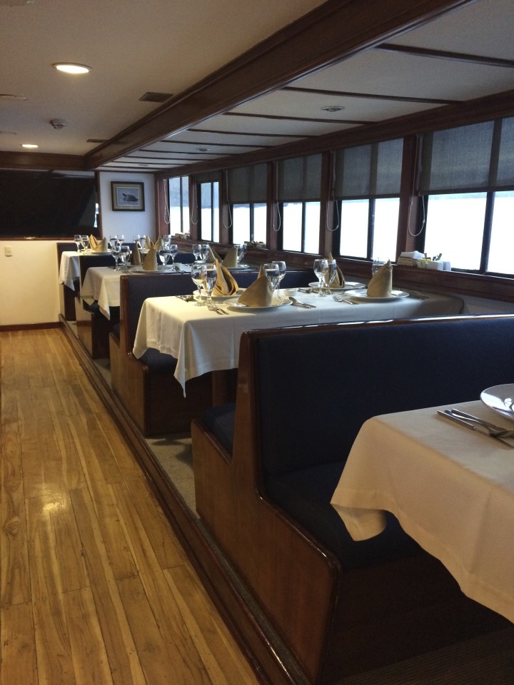 Dinning room of the Ecoventura yacht