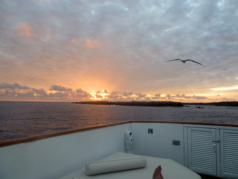 Sunset from the Ecoventura yacht