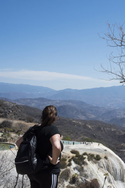 Cacinda Maloney at the petrified waterfall known as Hierve el Agua, Oaxaca, Mexico 