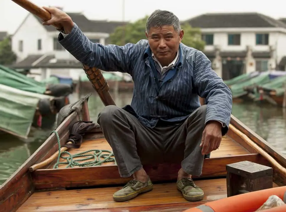 chinese man, Water Towns of China, Venice of the East, Xitang, China