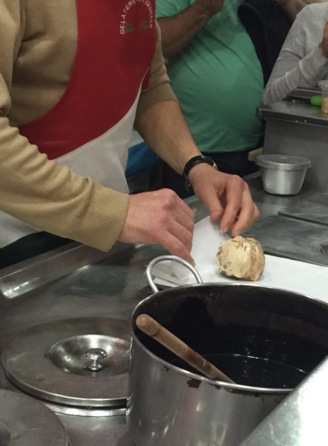 cooking demonstration of tarttufo, gelato shop, Gelato Italiano, Italian Gelato