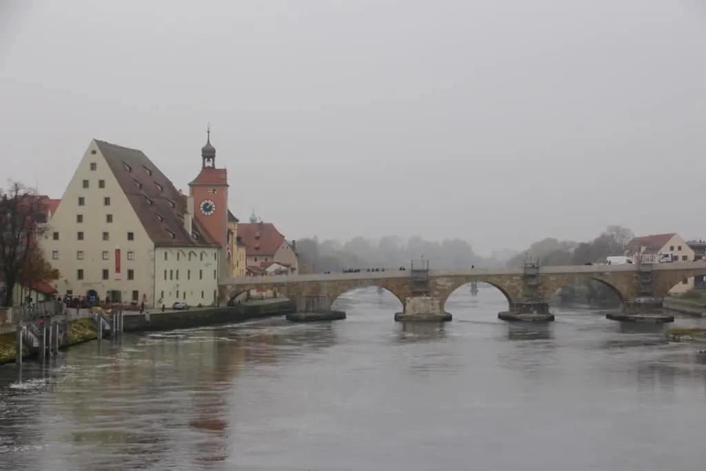 one of the beautiful bridges in Regensburg old town Germany