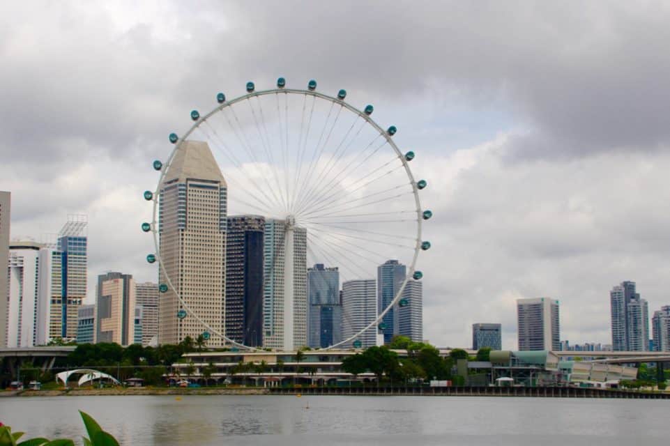 Singapore Skyline from cruise Holland America on a global cruise.