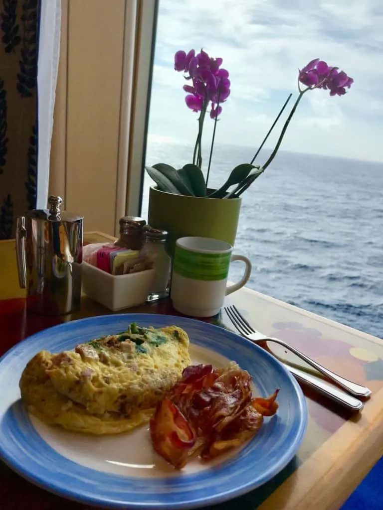 Food on board cruise Holland America on a global cruise.