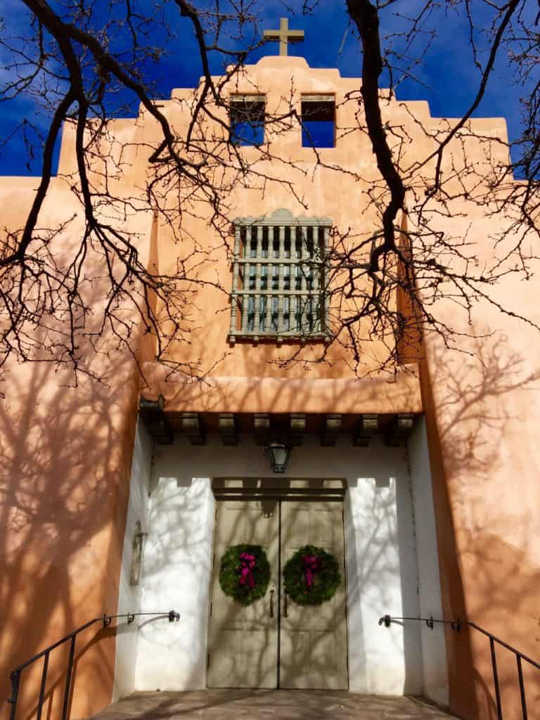 First Presbyterian Church, Santa Fe landscape, Santa Fe weather, Santa Fe New Mexico elevation, Population of Santa Fe NM, Santa Fe hotels near plaza