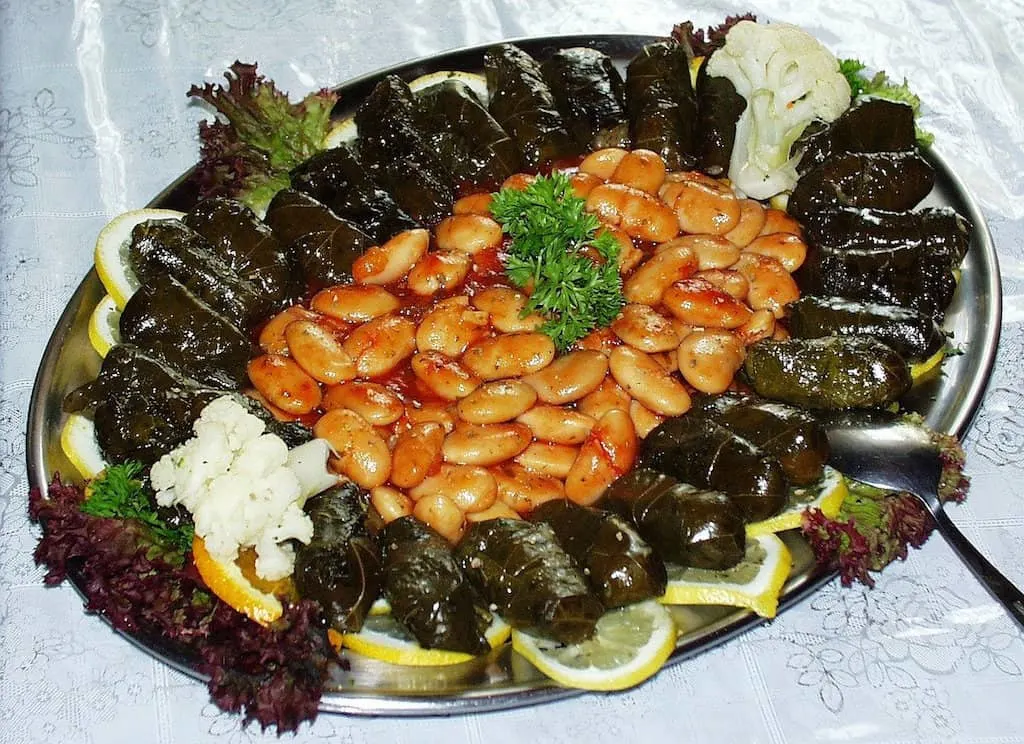 beans with grape leaves, Greek traditional food, Greeks foods, Greek food dishes, #Greek
