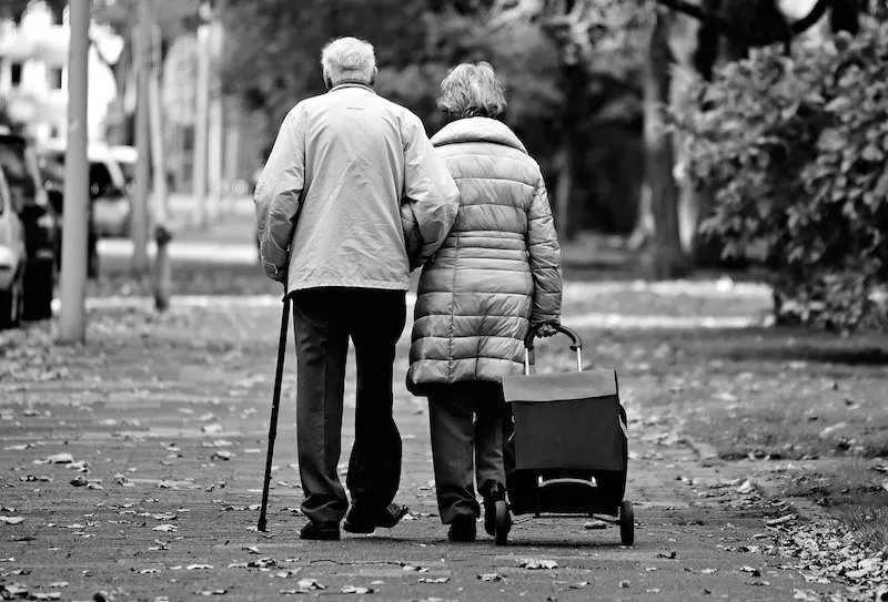 couple in old age walking together