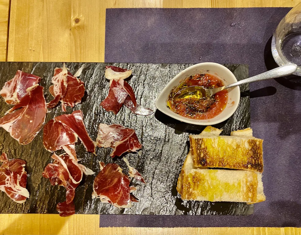 Crudo Bar Prosciutto and tomato bread