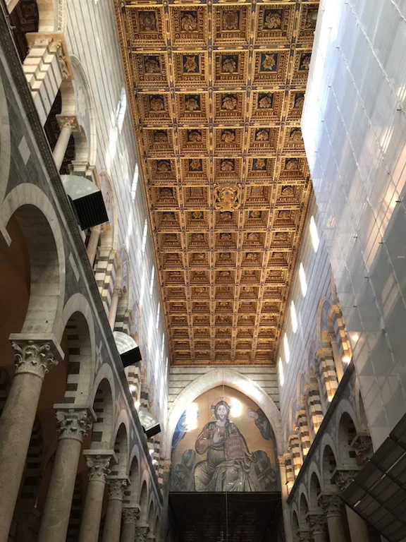 Inside the church of the learning tower of Pisa