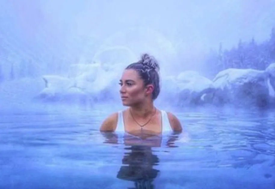 girl in waters, Chena Hot springs Resort