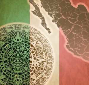 Background with Mayan calendar, things that represent Mexico, chichen itza day trip from Cancun