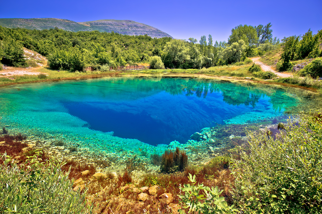 Cetina river Spring with landscape view, Cetina River Spring