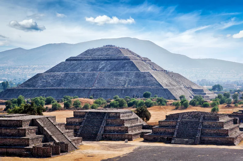 Panorama of Teotihuacan Pyramids, best place for family vacation in mexico