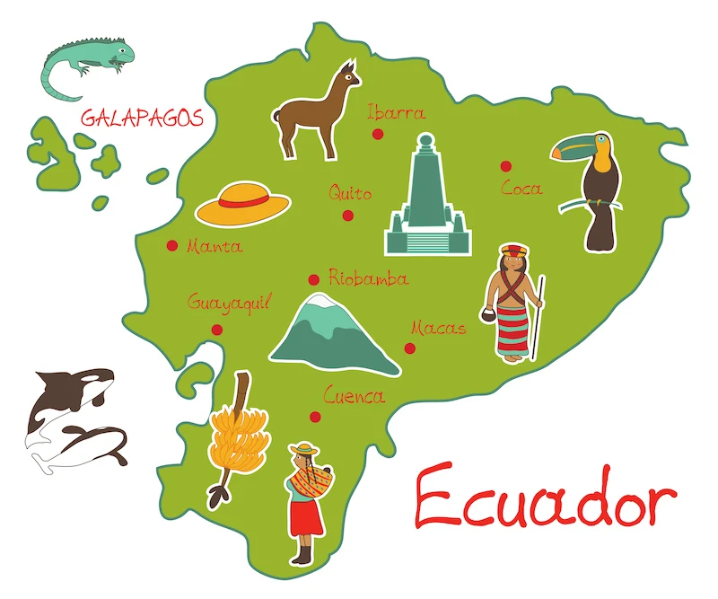 map of ecuador with typical features, Things that represent Mexico