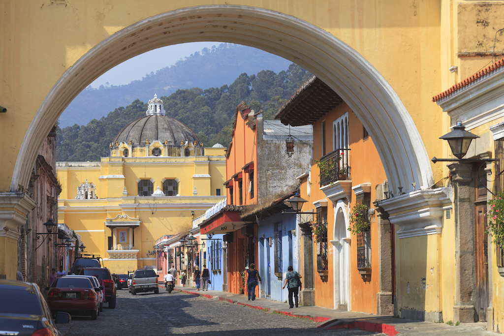 Colonial buildings in Antigua, Guatemala, best restaurants in Guatemala