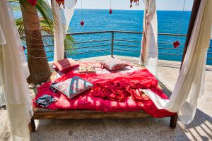 Upscale vacation in Puerto Vallarta, scenic view from a beach veranda, Where to Stay in Puerto Vallarta, Drink at Marriott, best hotels in puerto vallarta, Cactus in a bowl,Hola bat with hats, best-restaurants-in-tulum