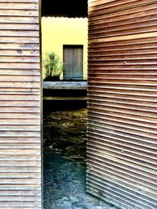 Wooden doors with yellow inside, things to do in oaxaca city