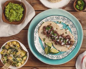 Excellent tacos with carne asada and guacamole, downtown Cancun nightlife