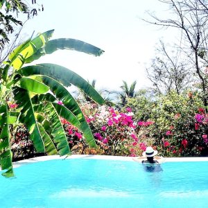 cindy in the pool, oaxaca mexico beaches