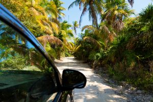 Driving through the jungle in the Sian Kaan reserve, Mexico, best hotels in Tulum on the beach