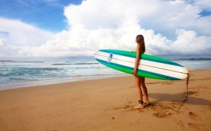 Green surf board, beginner surf spots san diego
