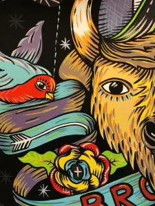 artwork, Chicken lunch, piles of vegetables and fruit, Best Restaurants In Guatemala City