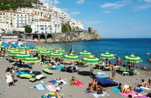 Amalfi Coast day trips form Rome, green umbrellas